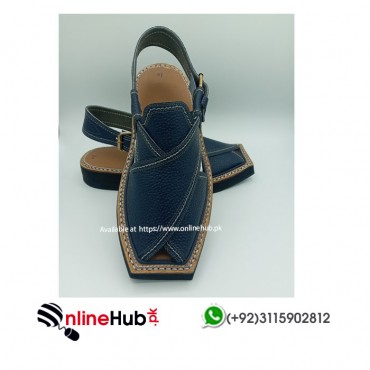 Kaptaan Chappal Blue Leather | KSC006